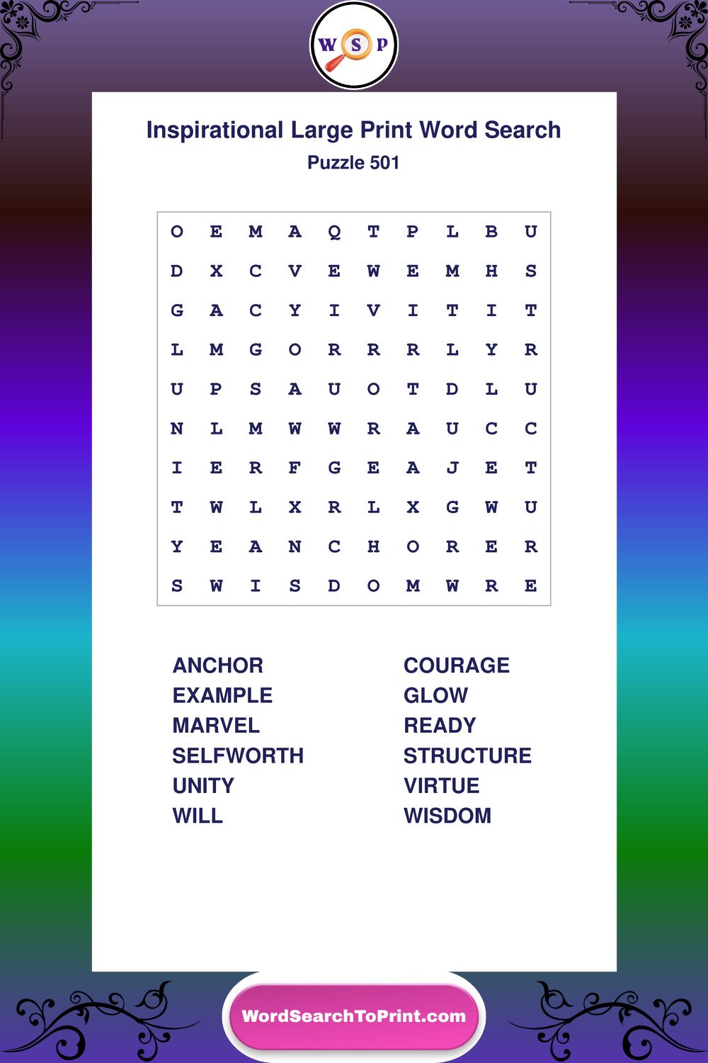 Inspirational Word Search Puzzle 501