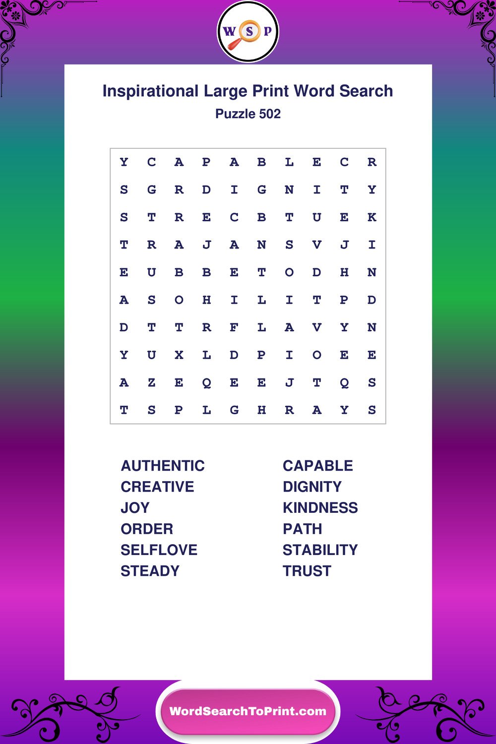 Inspirational Word Search Puzzle 502