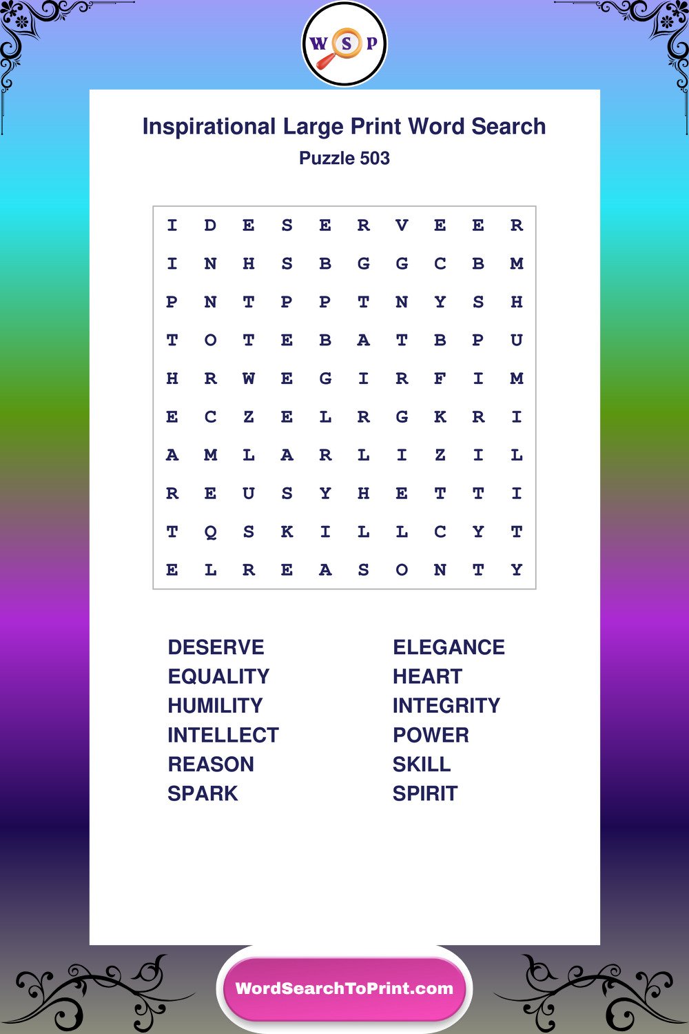 Inspirational Word Search Puzzle 503