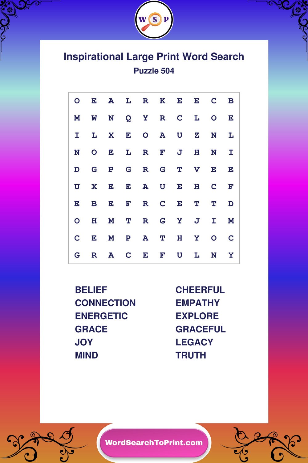 Inspirational Word Search Puzzle 504