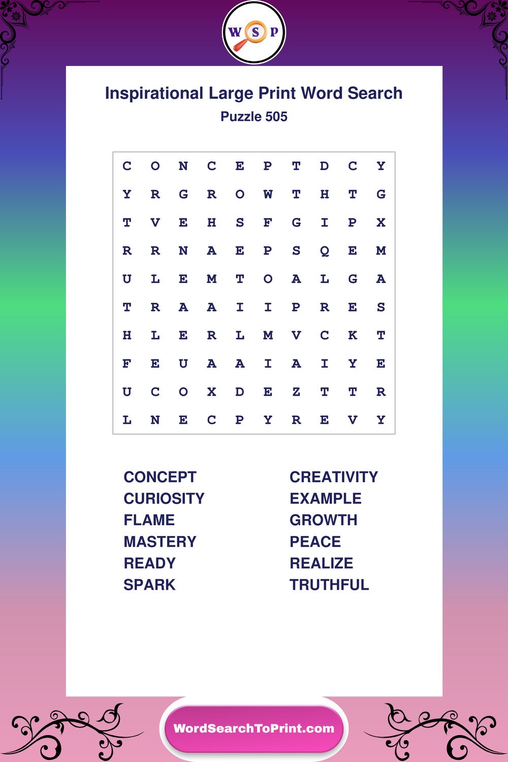 Inspirational Word Search Puzzle 505
