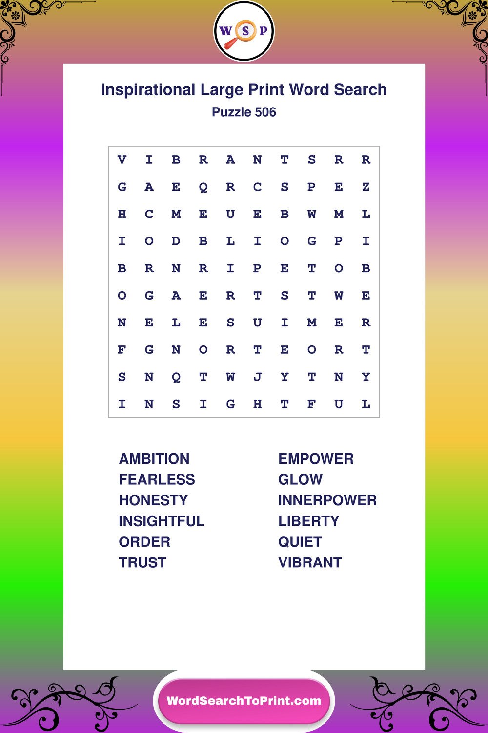 Inspirational Word Search Puzzle 506