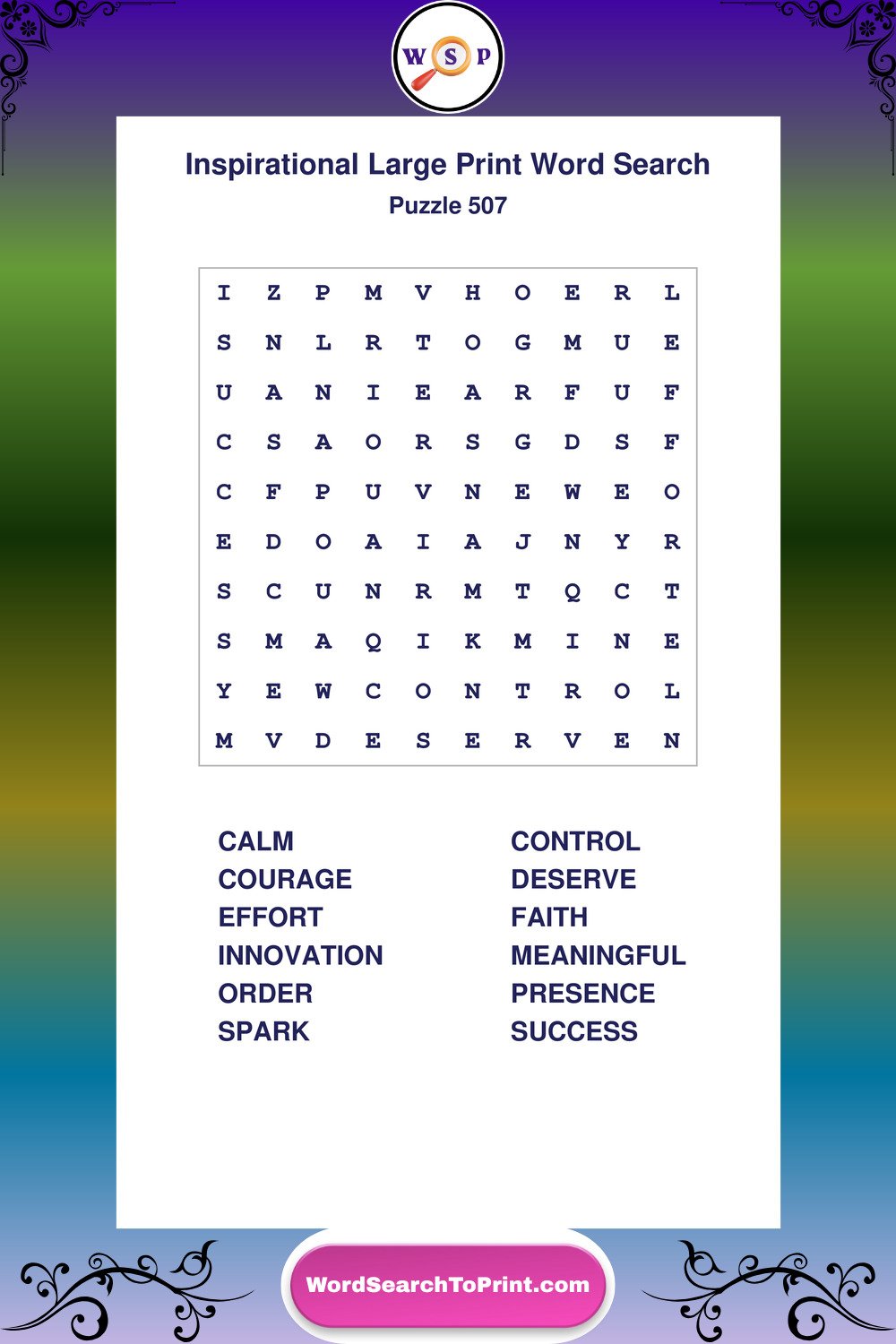 Inspirational Word Search Puzzle 507
