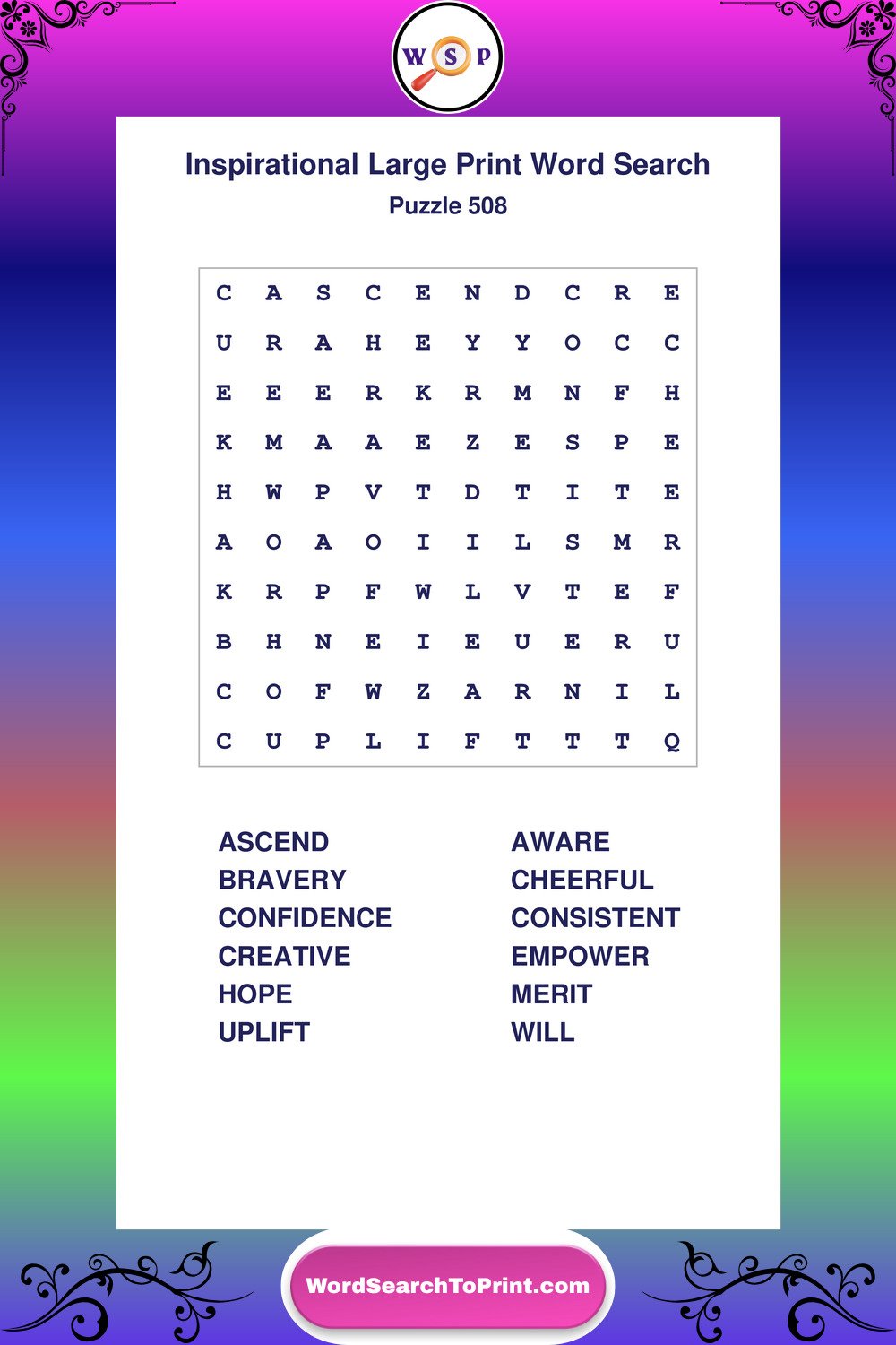 Inspirational Word Search Puzzle 508