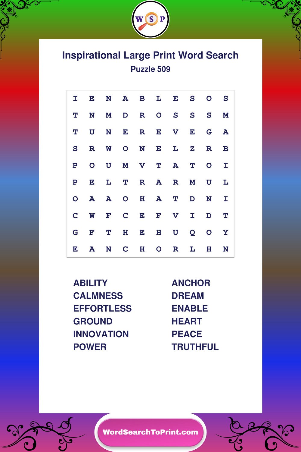 Inspirational Word Search Puzzle 509