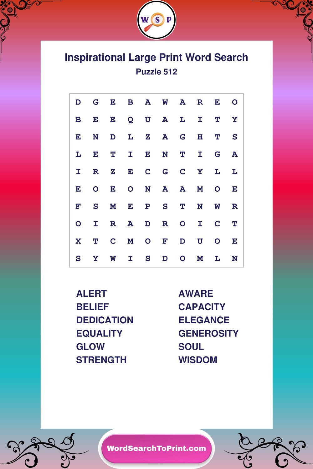 Inspirational Word Search Puzzle 512