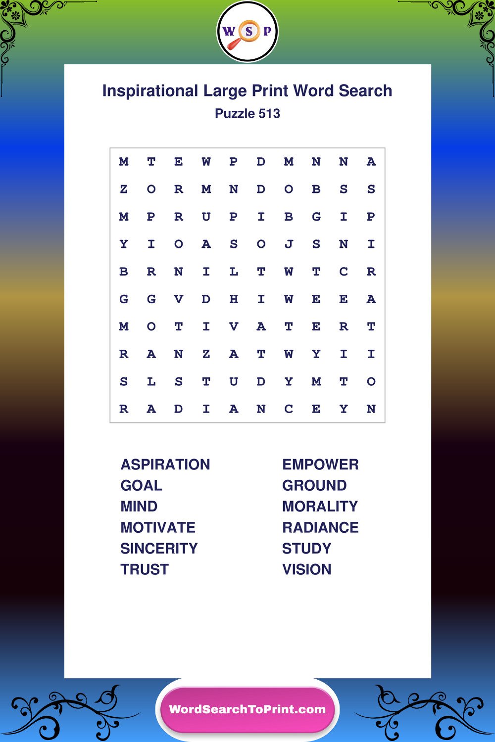 Inspirational Word Search Puzzle 513