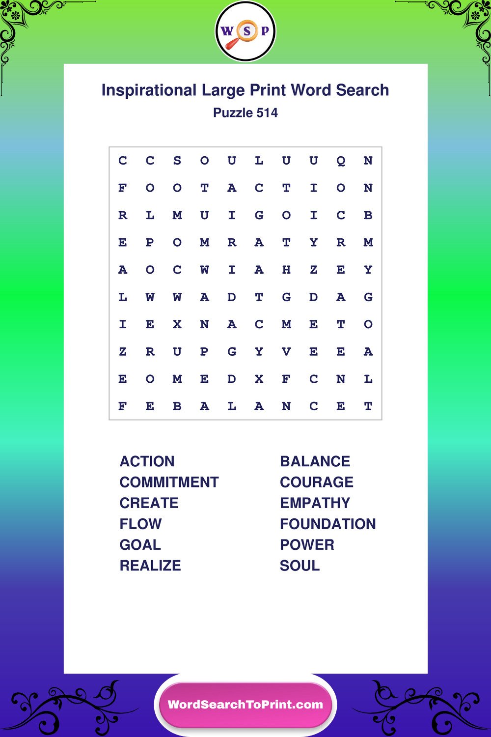 Inspirational Word Search Puzzle 514