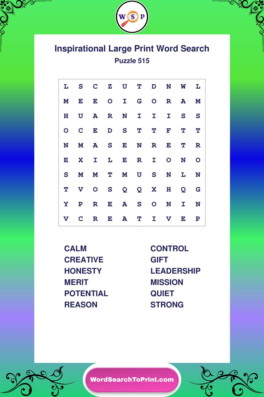 Inspirational Word Search Puzzle 515