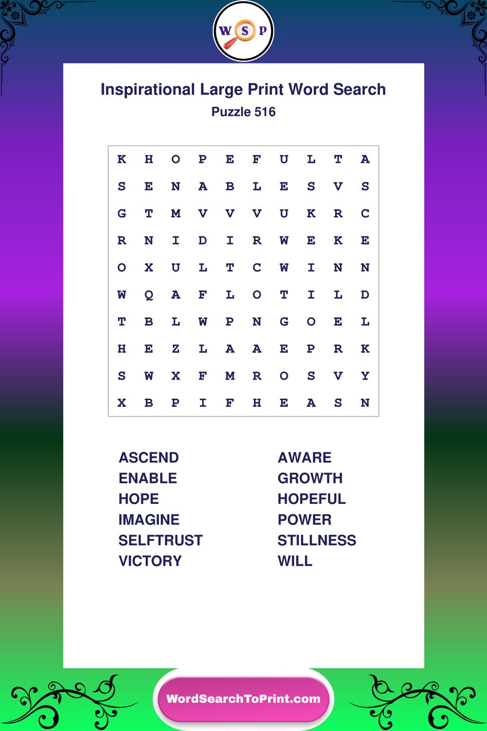 Inspirational Word Search Puzzle 516