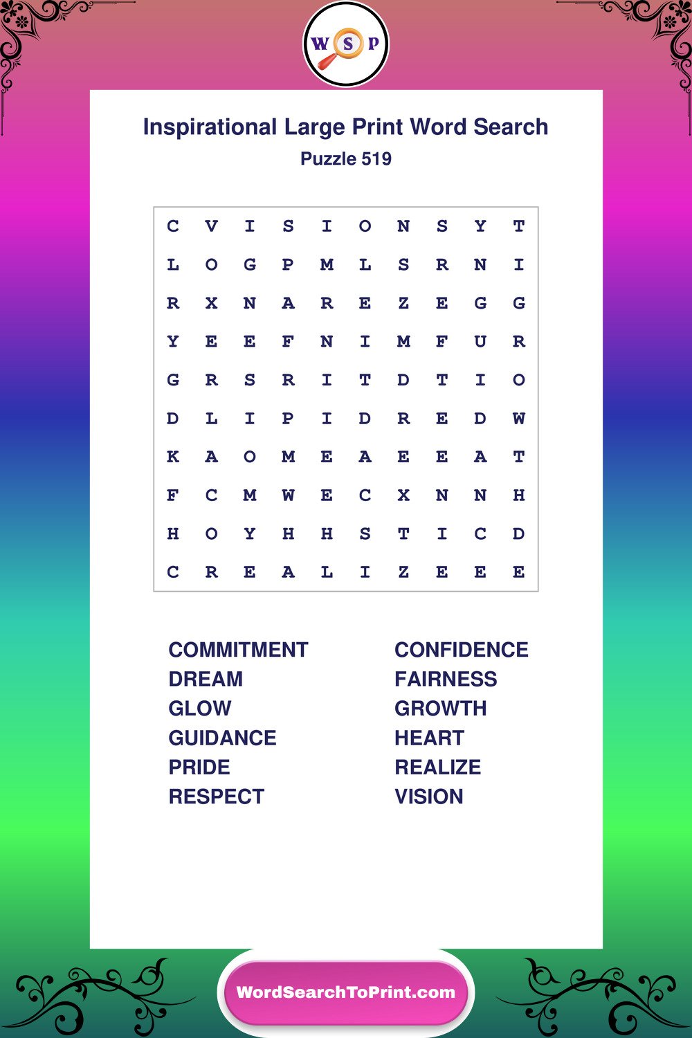 Inspirational Word Search Puzzle 519