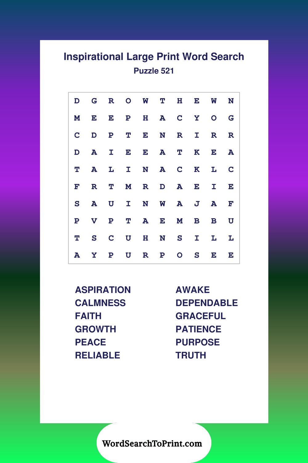 Inspirational Word Search Puzzle 521