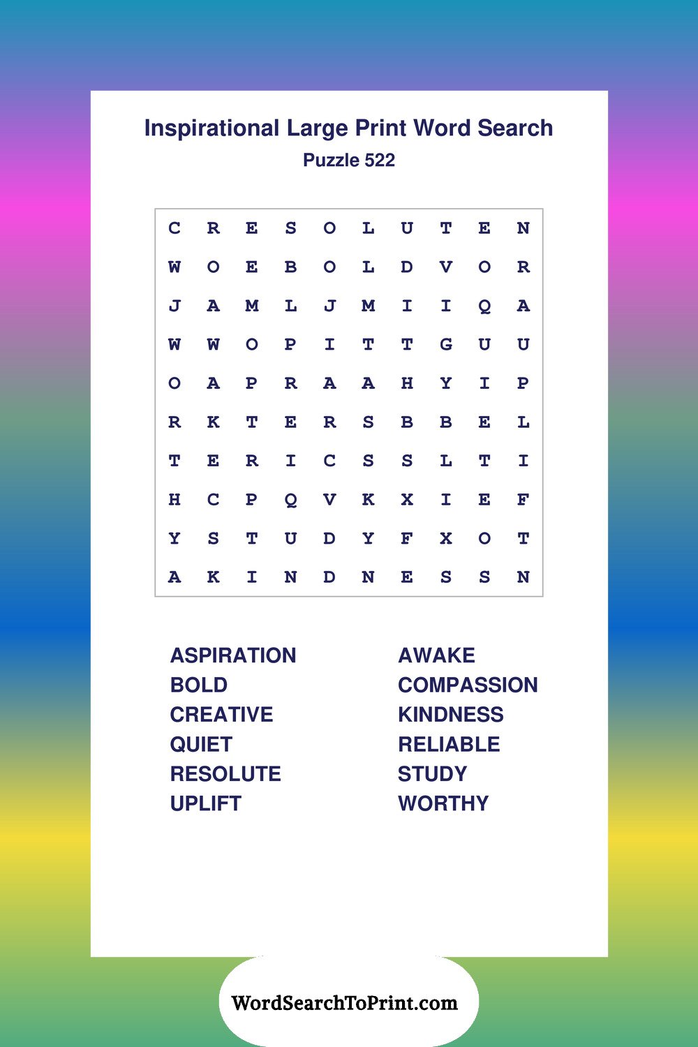 Inspirational Word Search Puzzle 522
