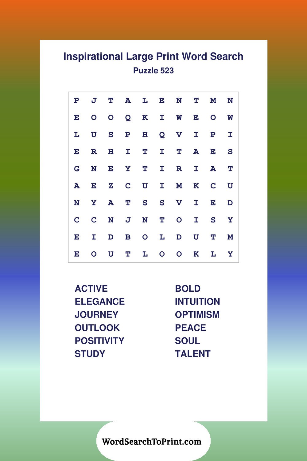Inspirational Word Search Puzzle 523