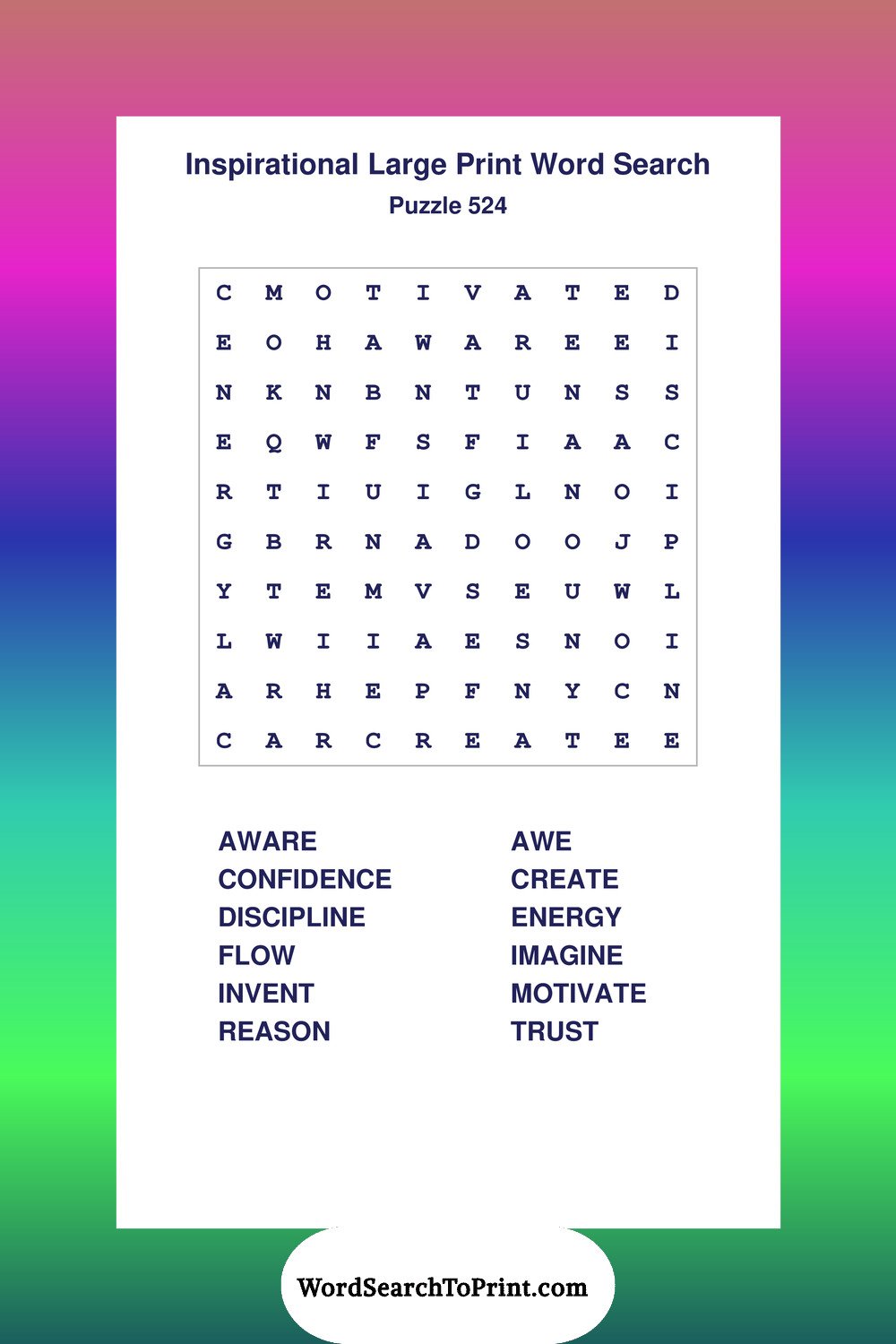 Inspirational Word Search Puzzle 524