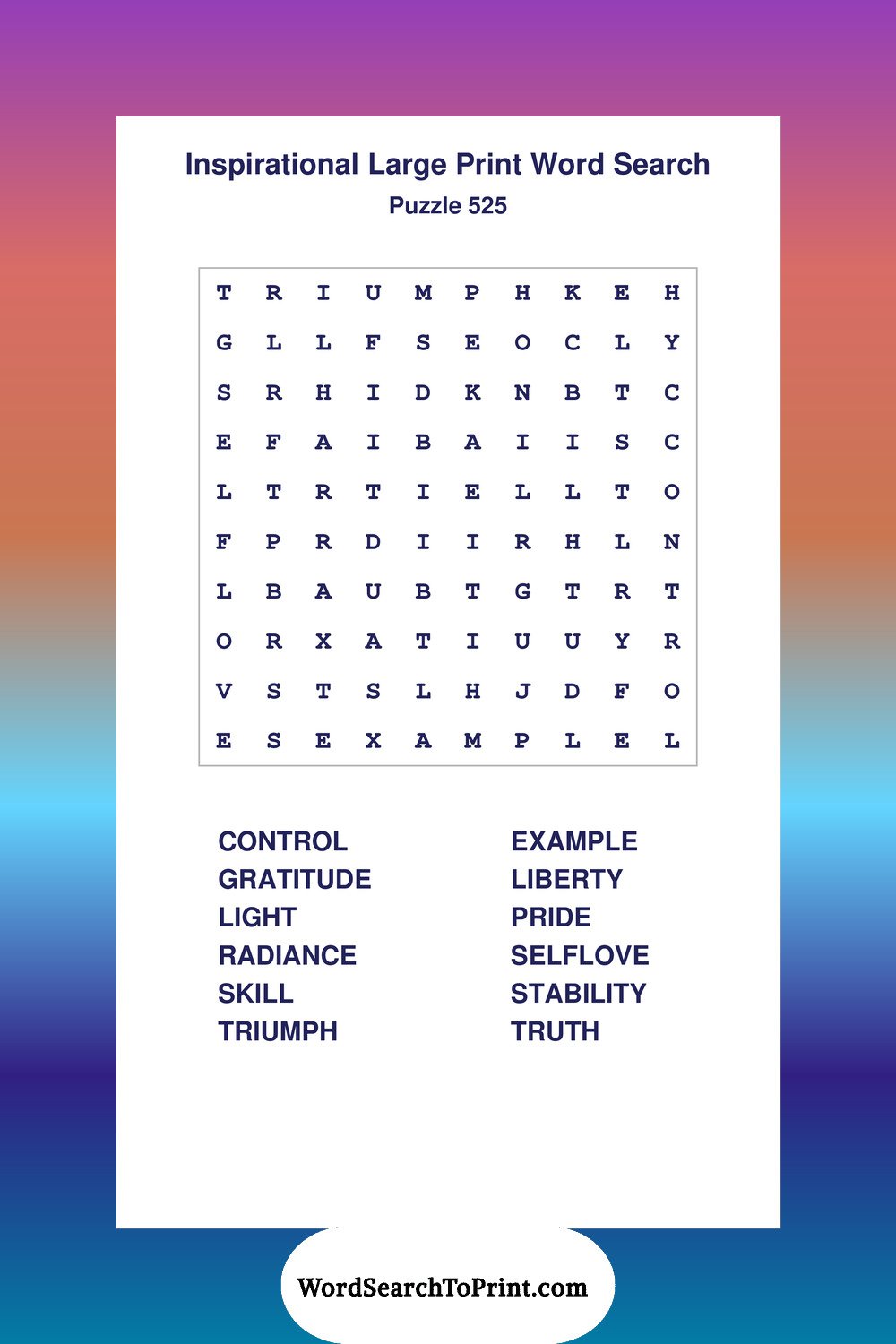 Inspirational Word Search Puzzle 525