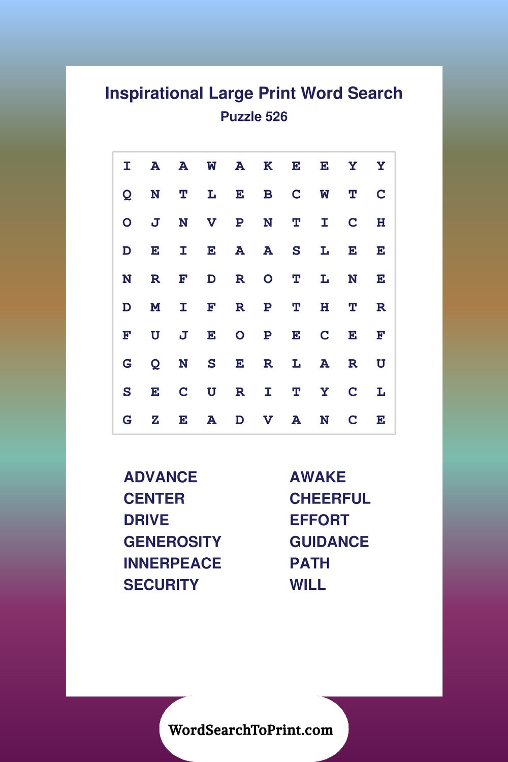 Inspirational Word Search Puzzle 526