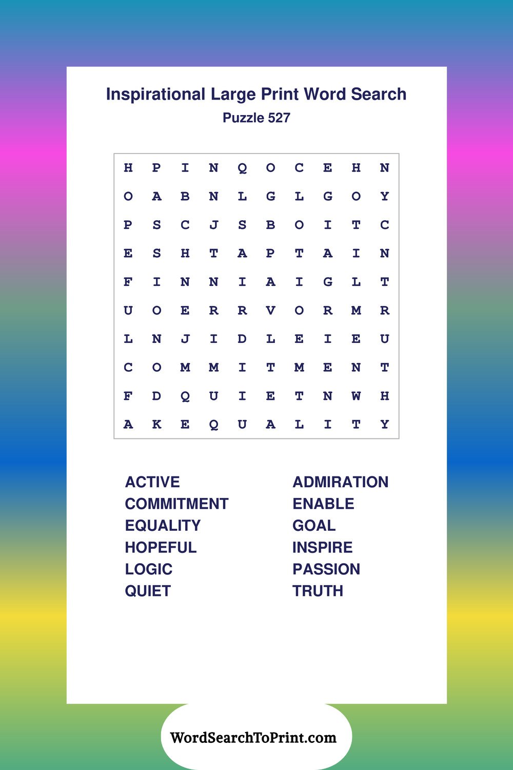 Inspirational Word Search Puzzle 527
