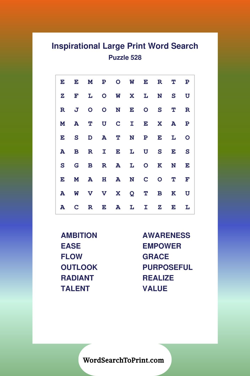 Inspirational Word Search Puzzle 528