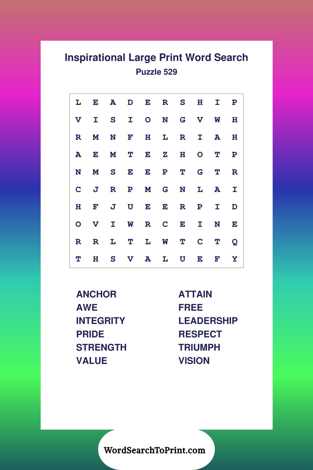 Inspirational Word Search Puzzle 529