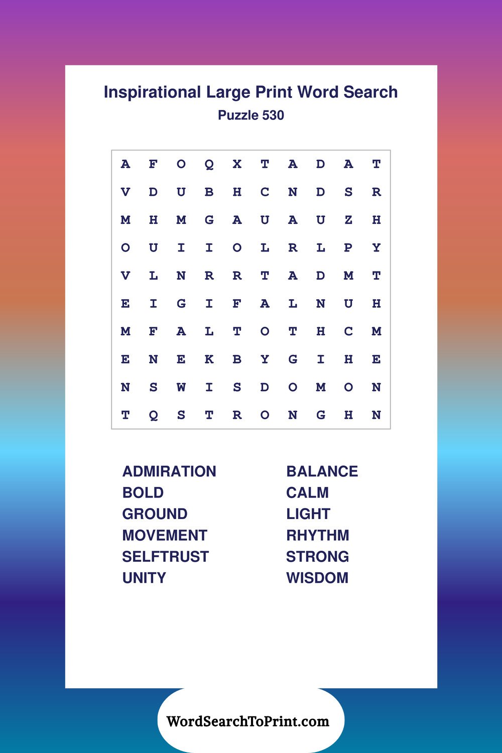 Inspirational Word Search Puzzle 530