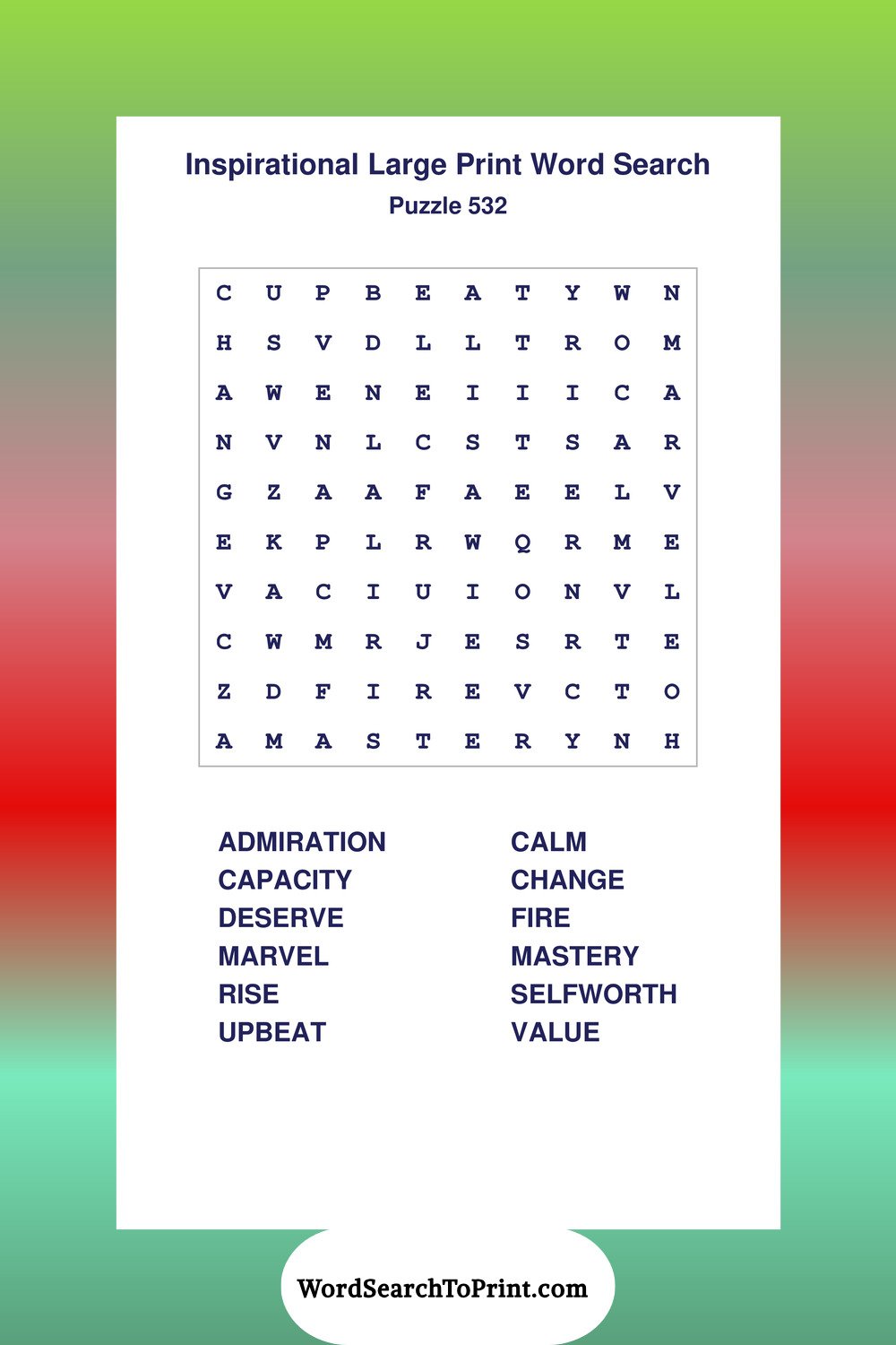 Inspirational Word Search Puzzle 532