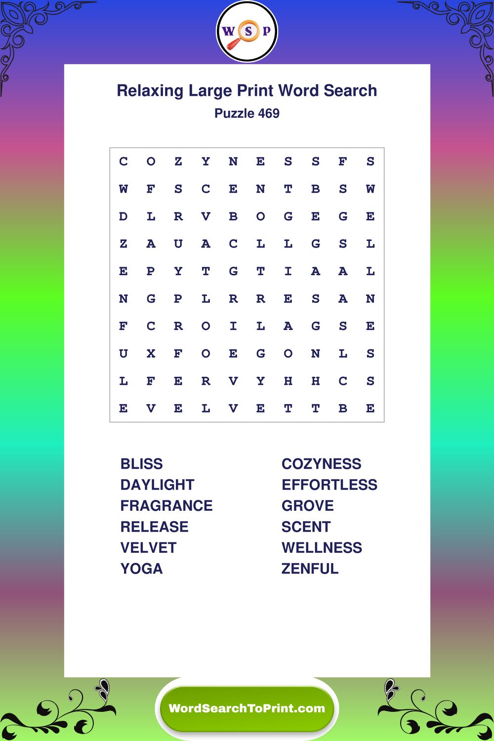 Relaxing Word Search Puzzle 469