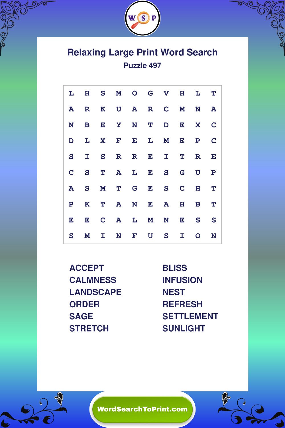 Relaxing Word Search Puzzle 497