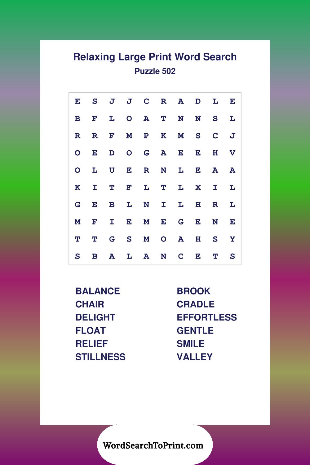 Relaxing Word Search Puzzle 502