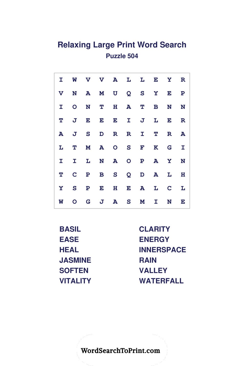 Relaxing Word Search Puzzle 504