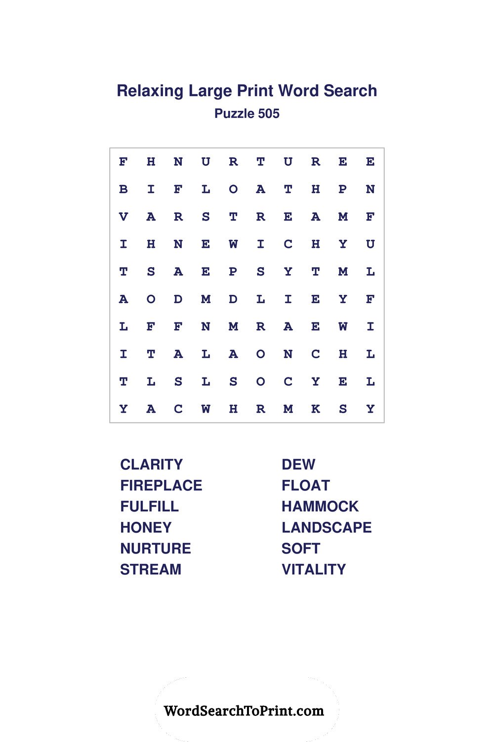 Relaxing Word Search Puzzle 505