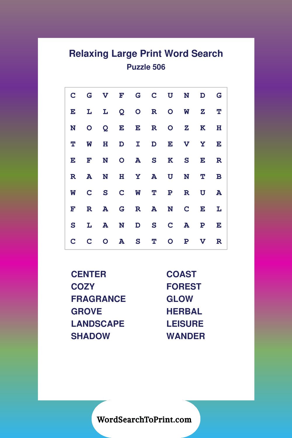 Relaxing Word Search Puzzle 506