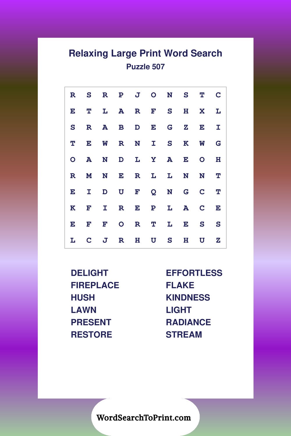 Relaxing Word Search Puzzle 507