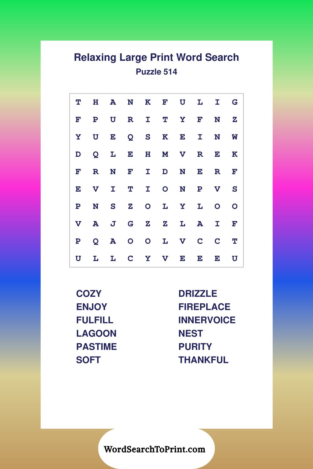 Relaxing Word Search Puzzle 514